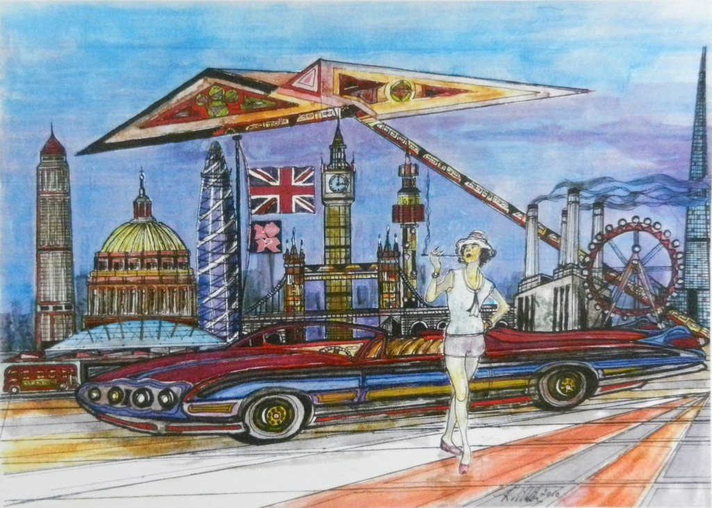 Lady London, london cityscape. painting